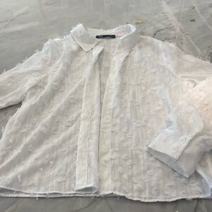 Zara white shirt w fun detailing